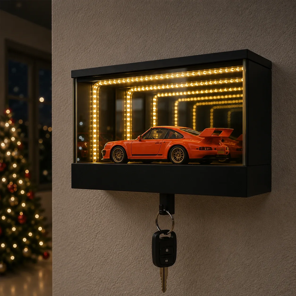 Deep Mirror Garage Key Holder